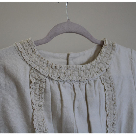 NWT Bonpoint Girls Justine Dress Wool Blend Off White Lace Trim 12 - Picture 4 of 12